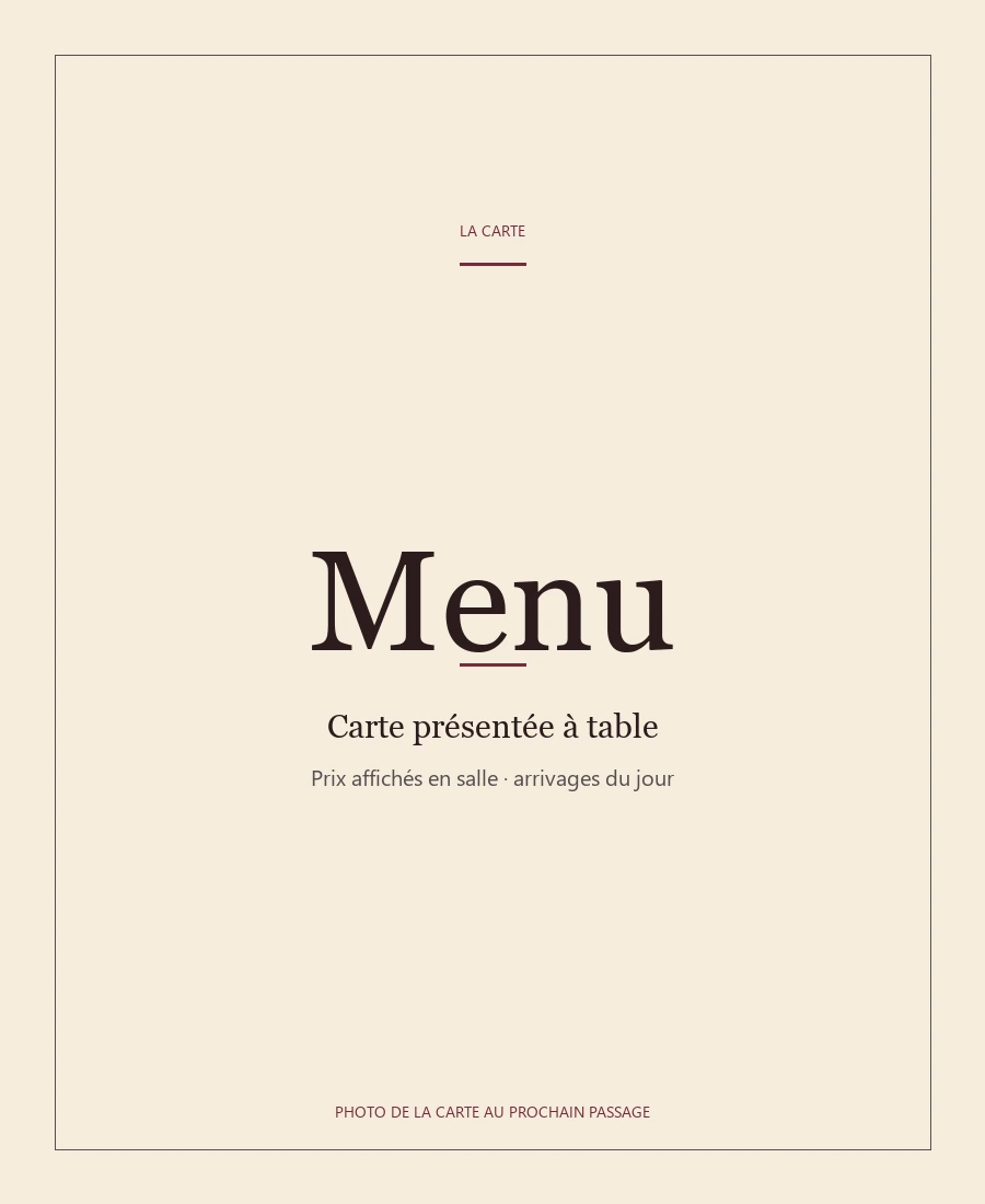 Carte L'auberg'in, photo de la carte au prochain passage
